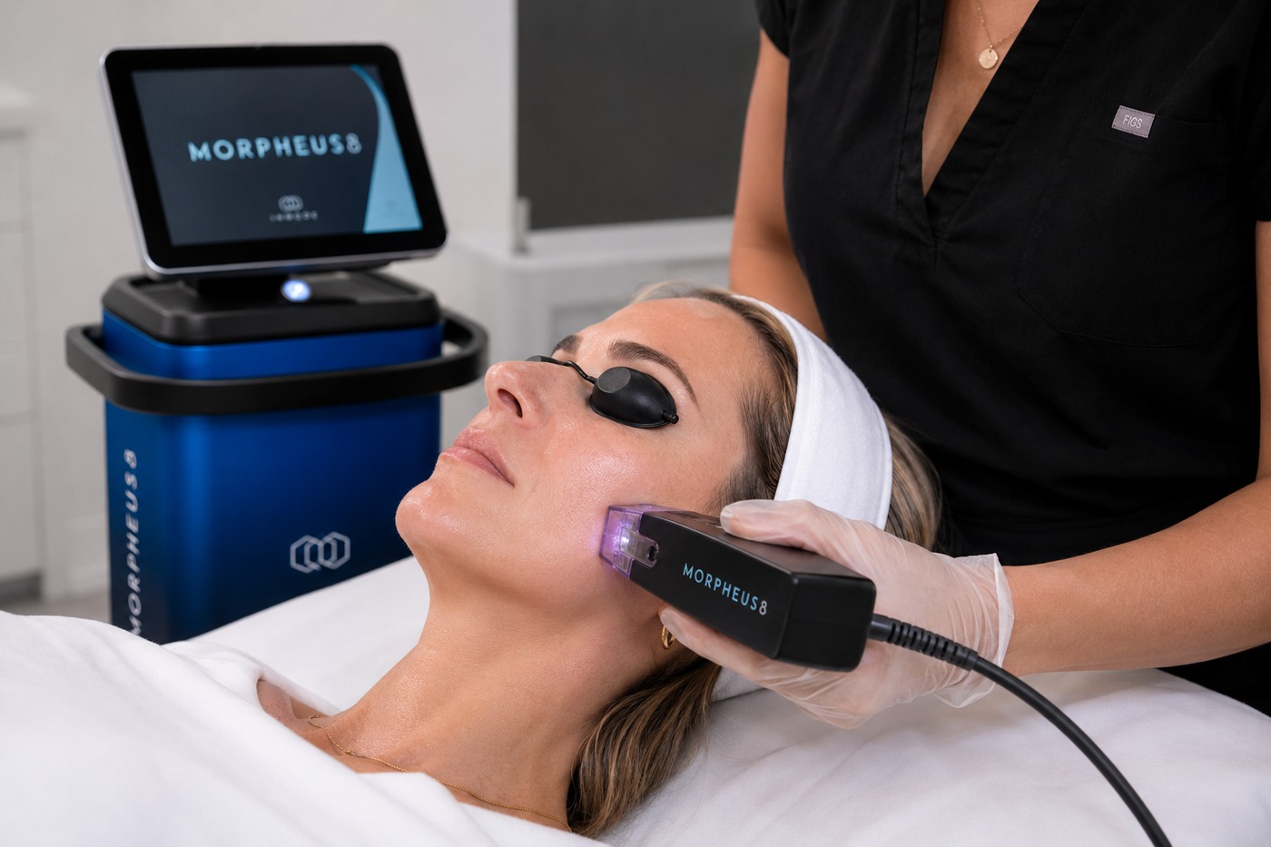Morpheus8 RF Microneedling treatment at Nova Med Spa Plainview NY - Licensed NP performing skin tightening